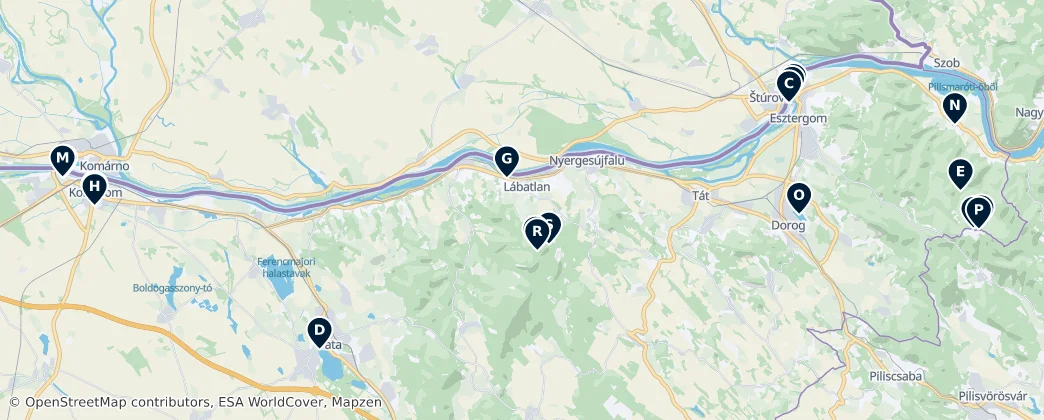 Map of Komárom-Esztergom