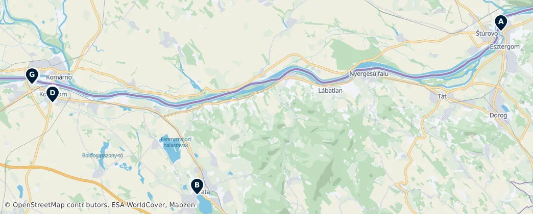 Map of Komárom-Esztergom