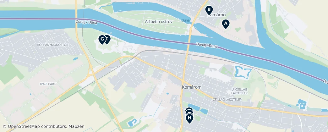 Map of Komárom