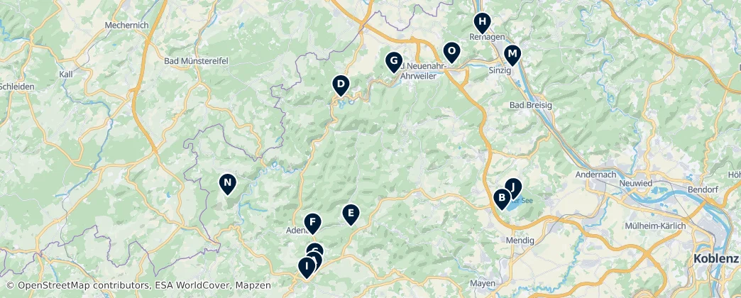 Map of Zemský okres Ahrweiler