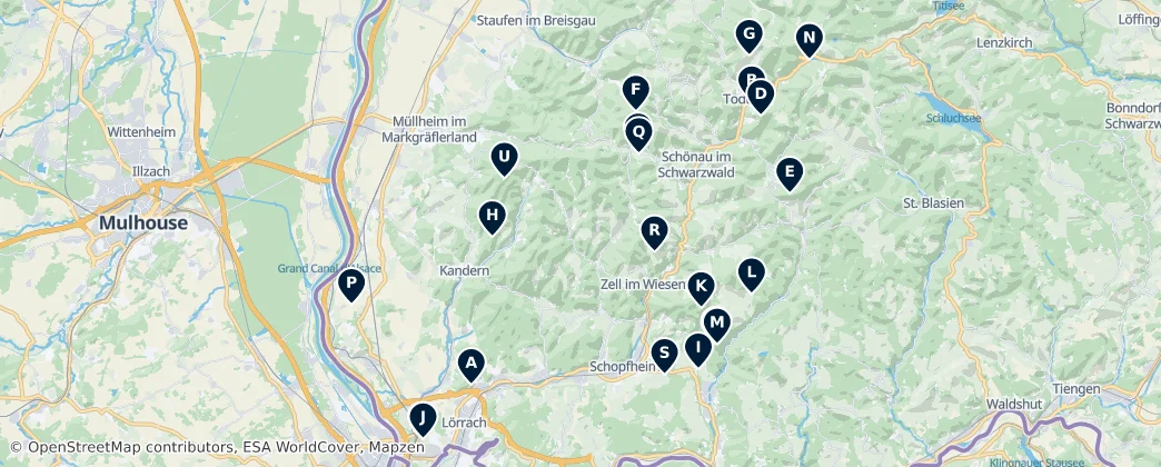 Map of Zemský okres Lörrach