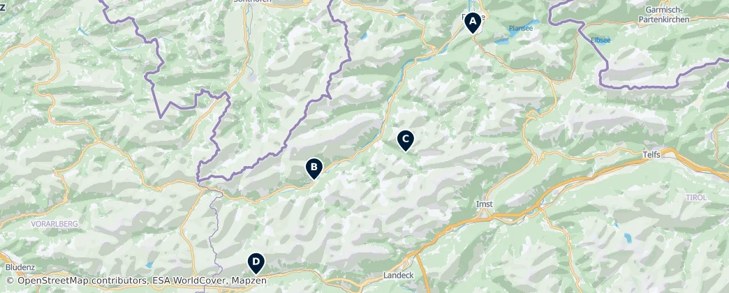 Map of Lechtalské Alpy