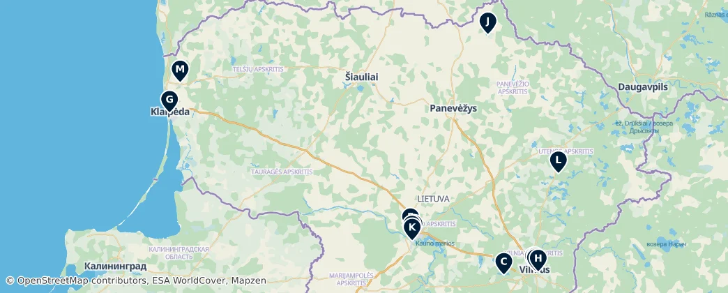 Map of Lithuania (land mass)
