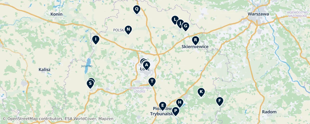 Map of Lodžské vojvodství