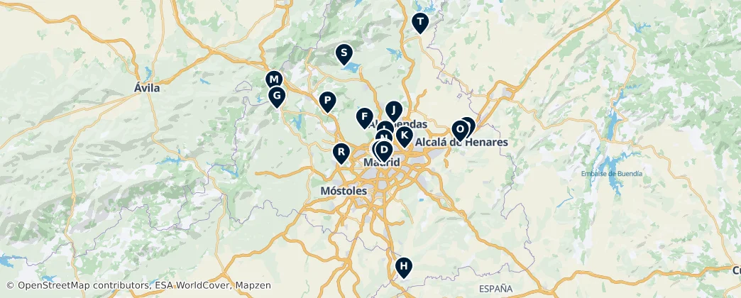 Map of Madridské autonomní společenství