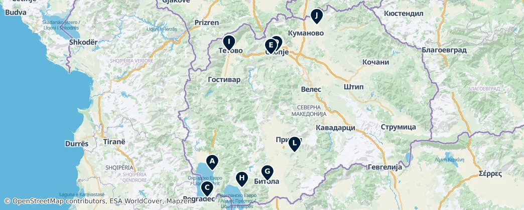 Map of Severní Makedonie