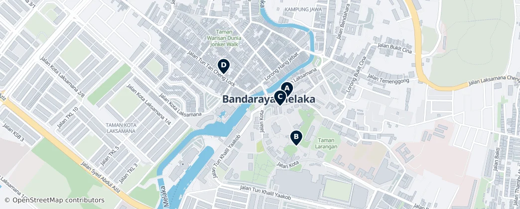 Map of Central Melaka