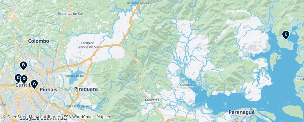 Map of Região Geográfica Intermediária de Curitiba