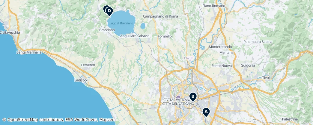 Map of Metropolitní a hlavní město Řím