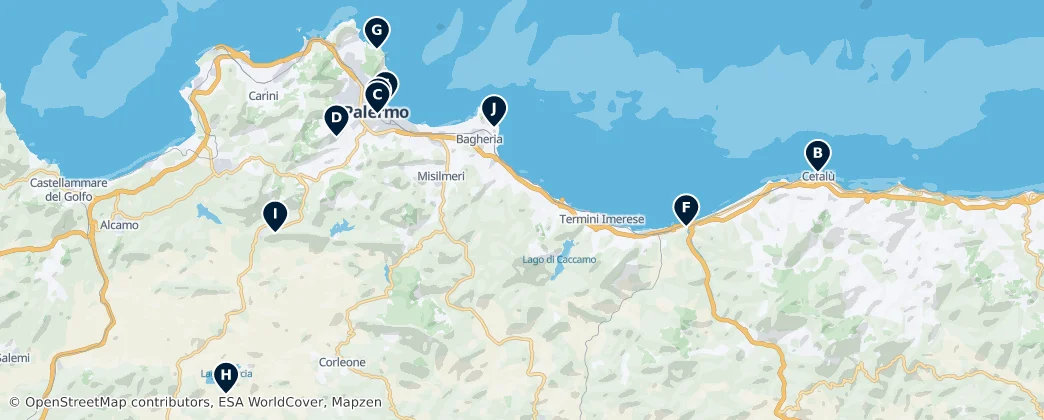 Map of Metropolitní město Palermo
