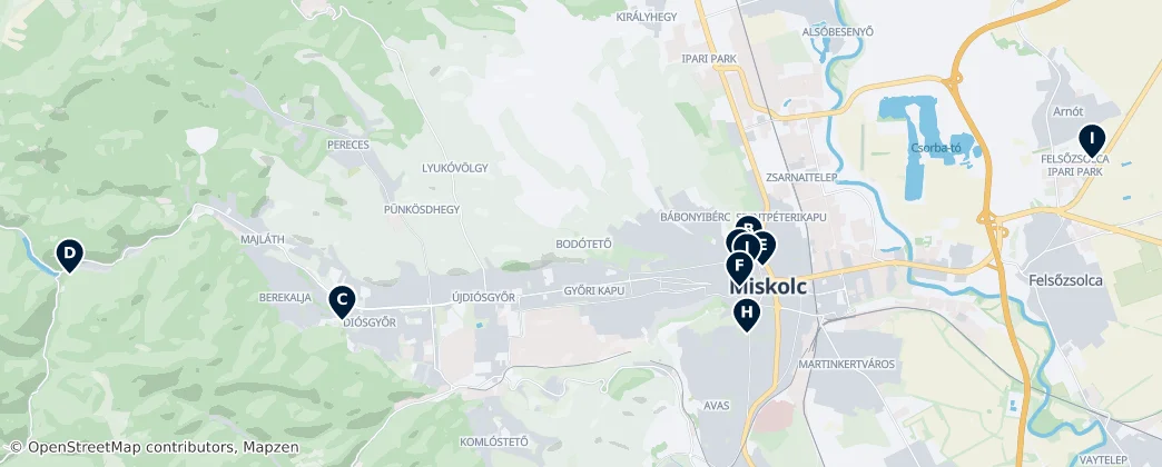 Map of Miskolci járás