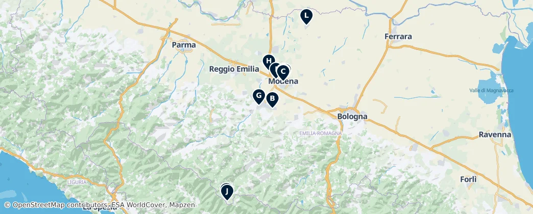 Map of Provincie Modena