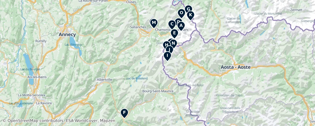 Map of Montblanský masiv