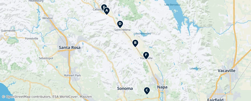 Map of Napa County