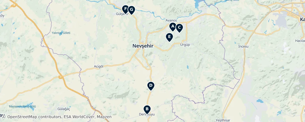 Map of Nevşehir