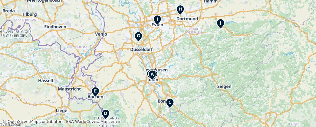 Map of Severní Porýní-Vestfálsko