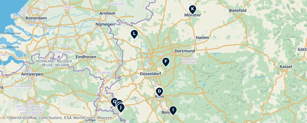 Map of Severní Porýní-Vestfálsko