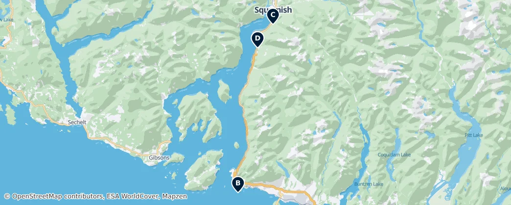 Map of North Shore Mountains