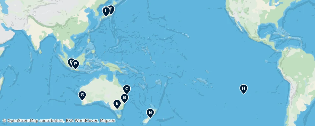 Map of Oceánie