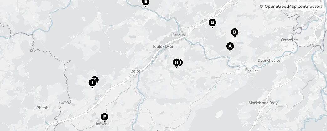Map of Okres Beroun