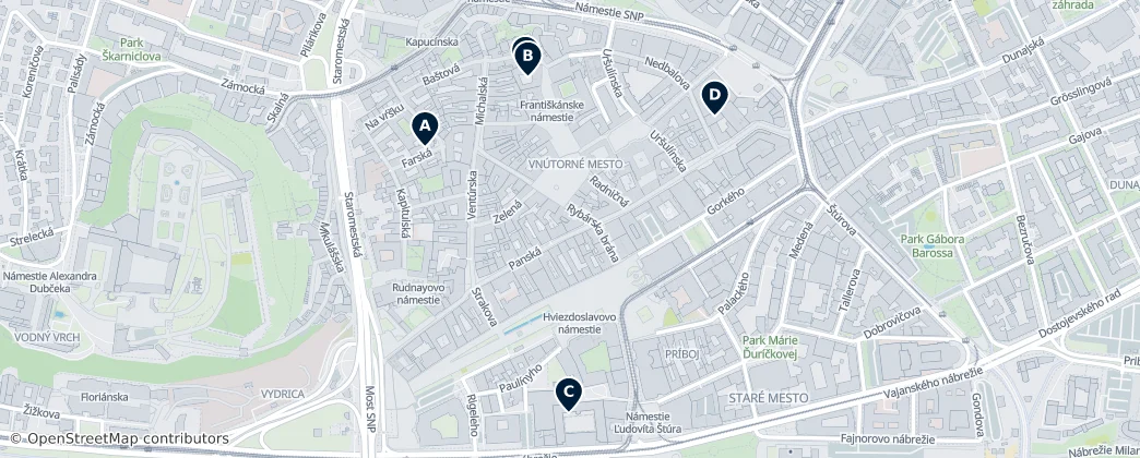Map of Okres Bratislava I