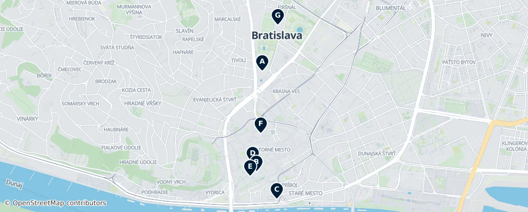 Map of Okres Bratislava I