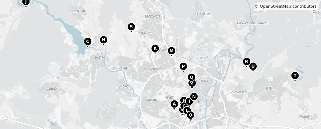 Map of Okres Brno-město