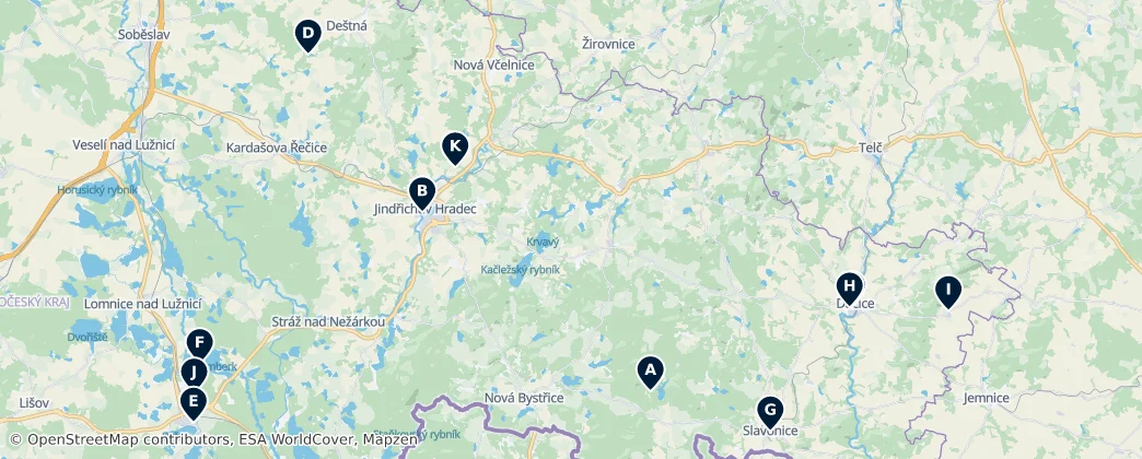 Map of Okres Jindřichův Hradec