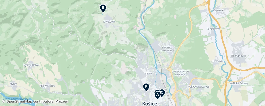Map of Okres Košice I