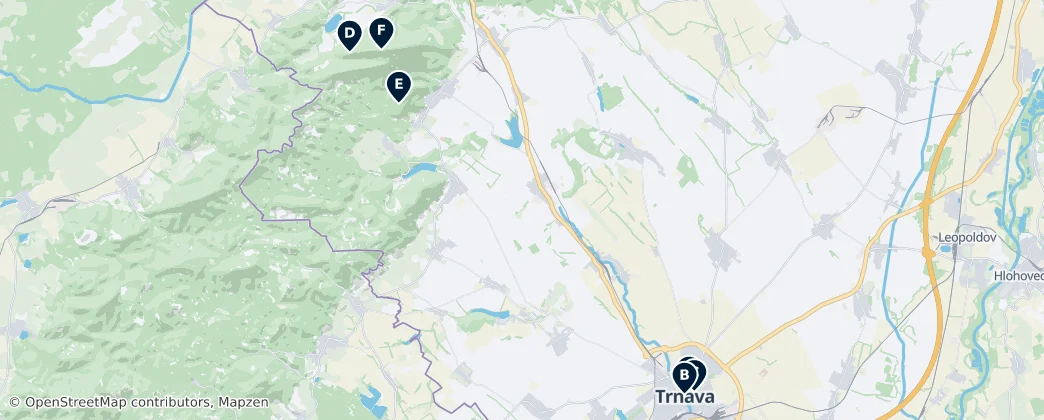 Map of Okres Trnava