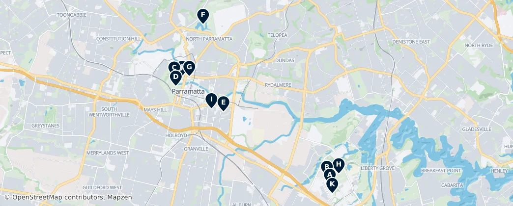 Map of Parramatta