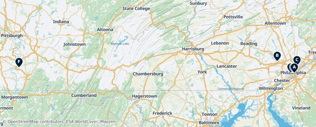 Map of Pensylvánie