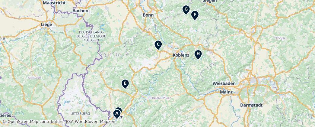 Map of Porýní-Falc