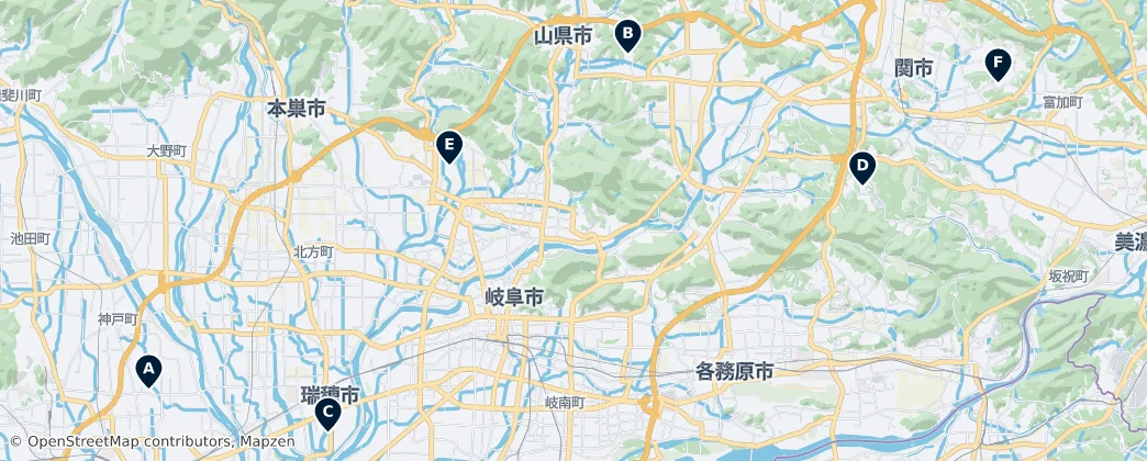 Map of Prefektura Gifu