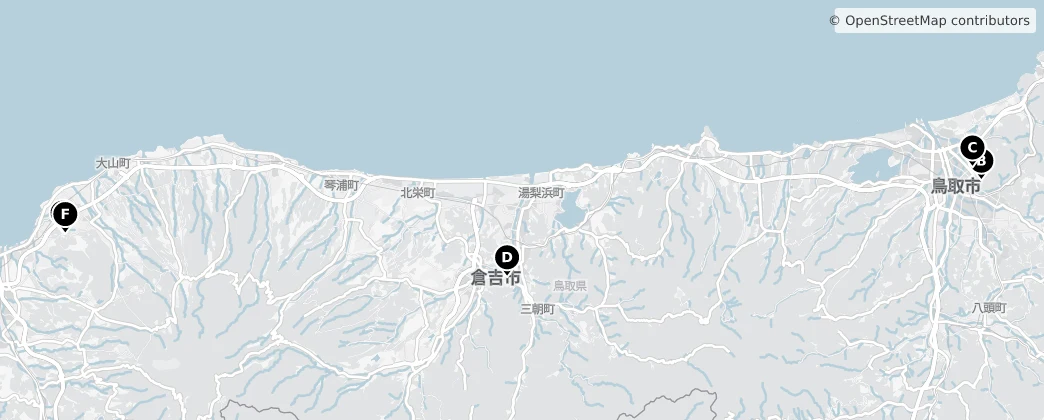 Map of Prefektura Tottori