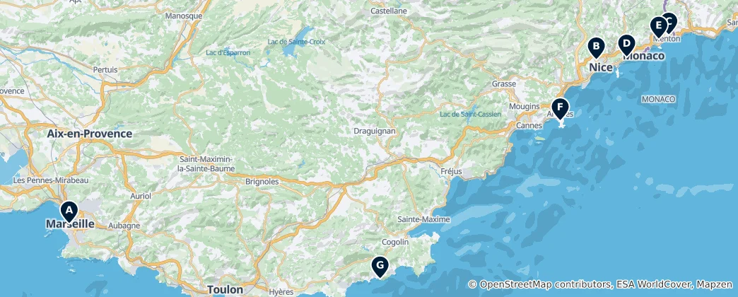 Map of Provence-Alpes-Côte d'Azur