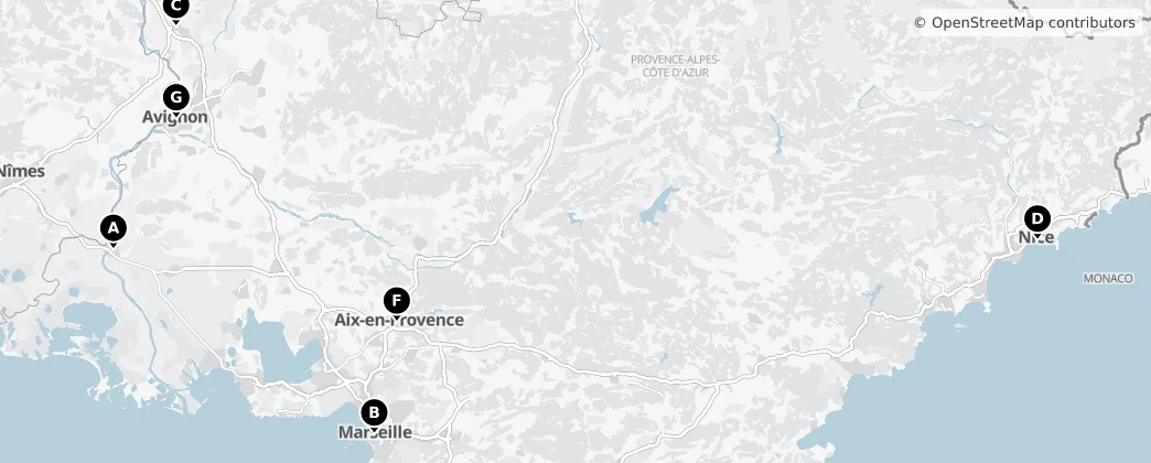 Map of Provence-Alpes-Côte d'Azur