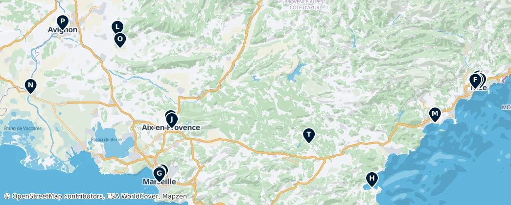 Map of Provence-Alpes-Côte d'Azur