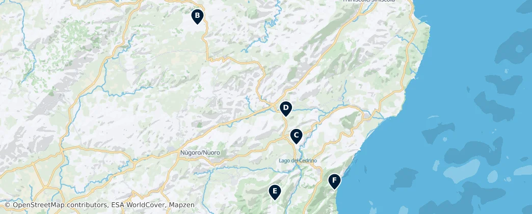 Map of Provincie Nuoro