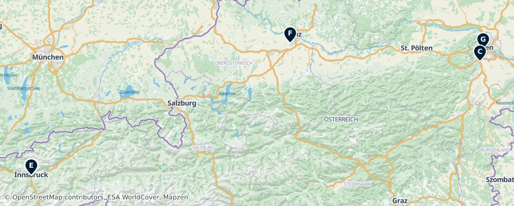 Map of Rakousko