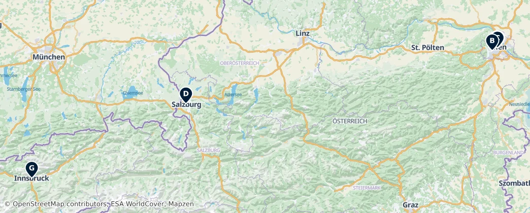 Map of Rakousko