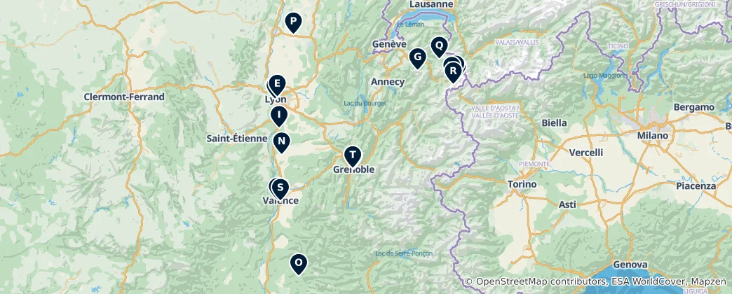 Map of Rhône-Alpes