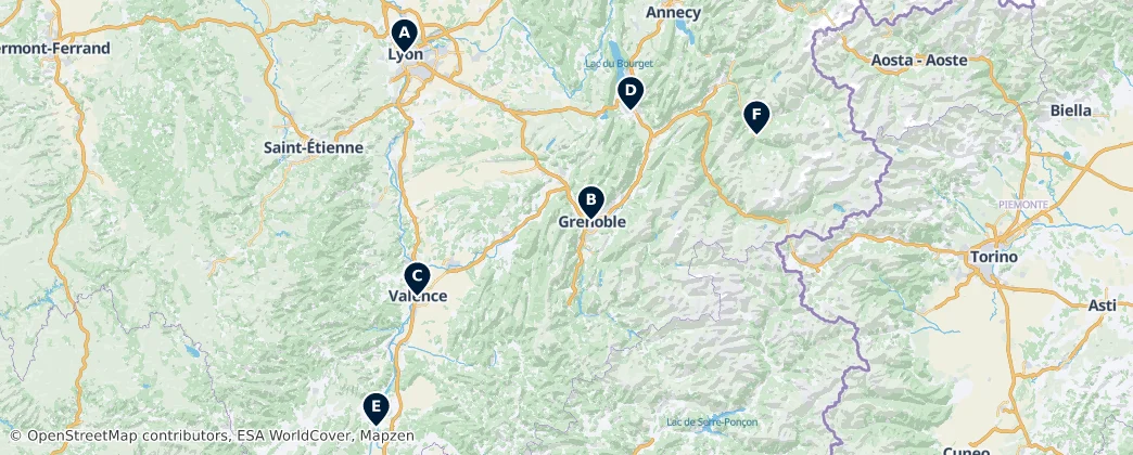 Map of Rhône-Alpes