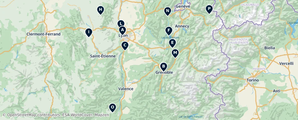 Map of Rhône-Alpes