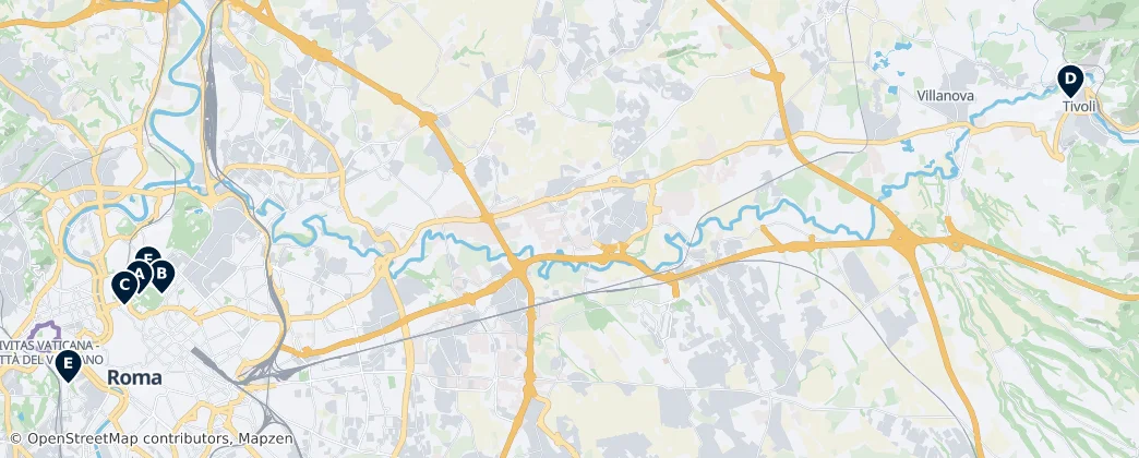 Map of Metropolitní a hlavní město Řím