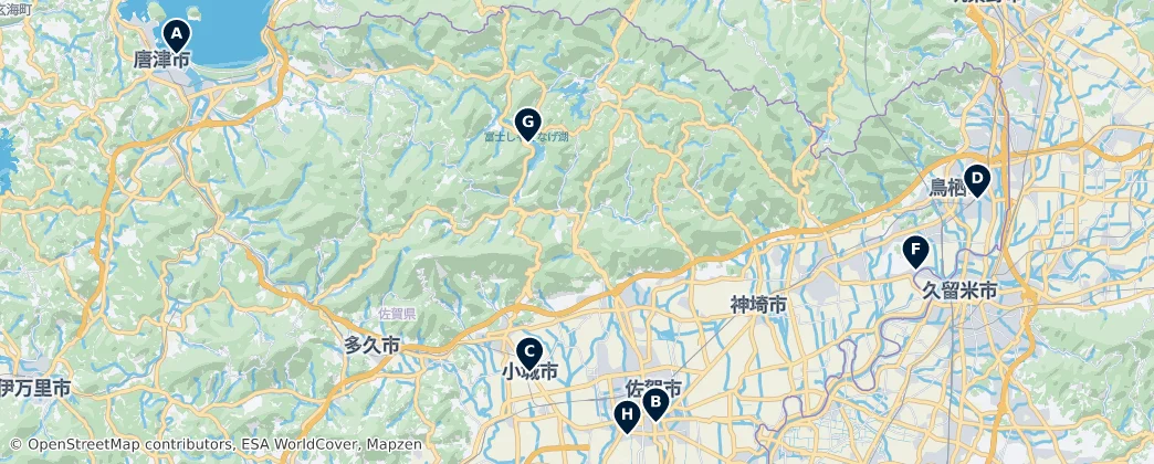 Map of Prefektura Saga