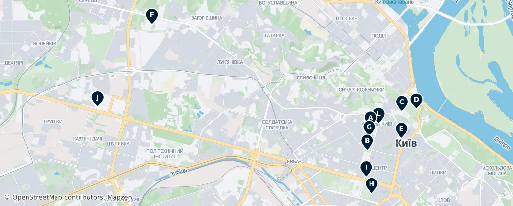 Map of Shevchenkivskyi District, Kiev