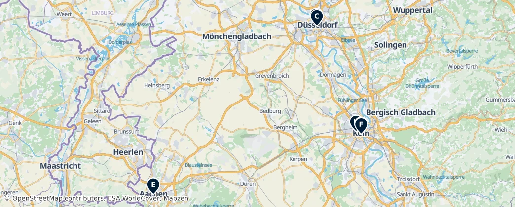 Map of Severní Porýní-Vestfálsko