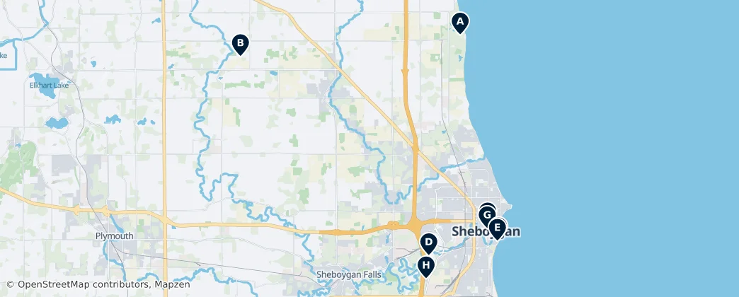 Map of Sheboygan County, Wisconsin