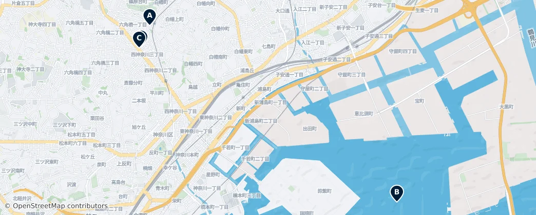 Map of Kanagawa Ward